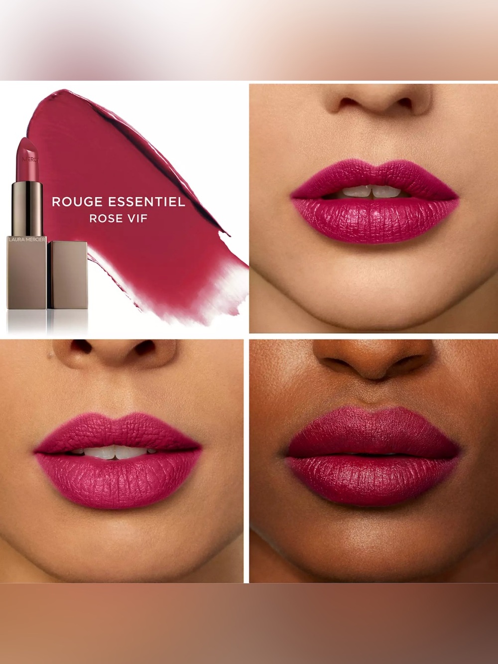 laura mercier Rouge Essentiel Lipstick in Rose Vif - Vibrant Berry Pink
